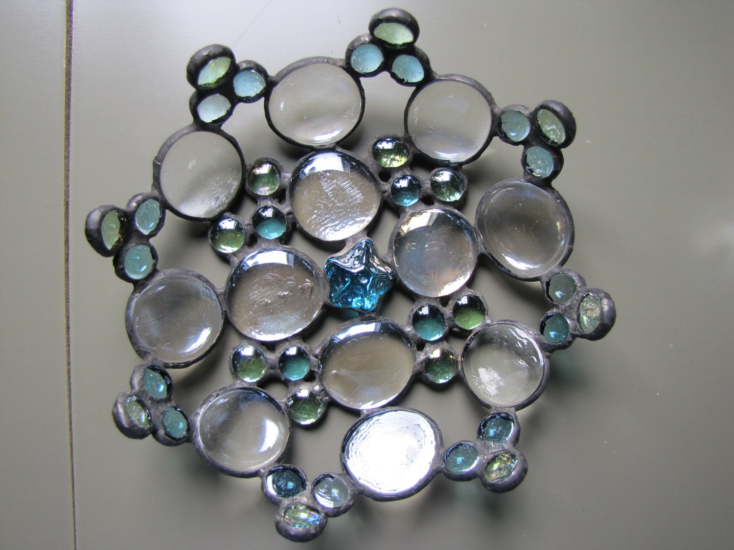 Recycled Stained Glass Starfish Bowl by ArtisticallyGreene on Etsy