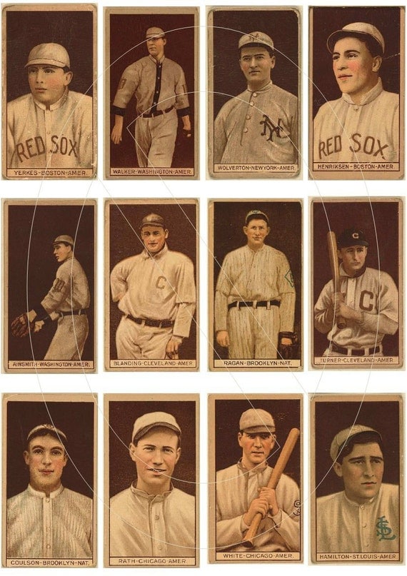 Items similar to Digital collage sheet vintage baseball cards images