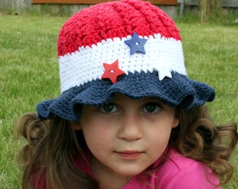 Crochet Patriotic Hat Fourth of July baby hat red white