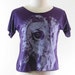 Owl Hoot Animal Style Violet T-Shirt Crop Top Tee Shirt Screen Print Size M