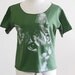 kitten Cat Animal Style Screen Print Women Crop Top Tee Shirt Green T-Shirt Cat T-Shirt Size M