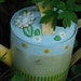 Shabby Chic Yellow and Blue Tin Watering Can, Free Shipping USA