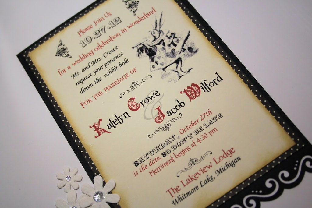 Alice in Wonderland Wedding Invitation Vintage in Appearance