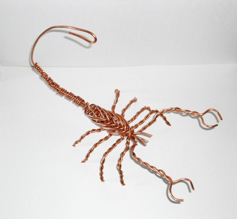 Copper Scorpion Wire Wrap Metal Sculpture Large