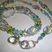 Oval Lampwork Glass Beads with Colorful Swirls and Crystals Beaded ID Badge Lanyard Asymmetrical Necklace