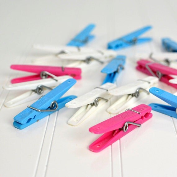 Retro Plastic Clothespins by Penley Made in USA Baby Blue