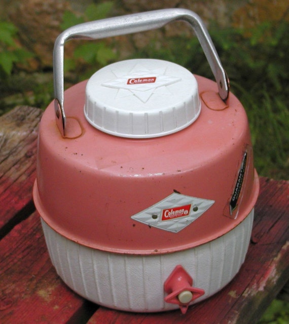 Vintage Coleman Camping Water Cooler In Pink Complete