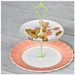 Blushing Lotus: 2 Tier Tea Stand, Cake Stand, Stacked Serving Tray in Coral and Peach