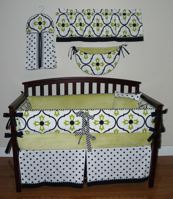 Items similar to Unisex, Crib Baby Bedding 5 pc. Set, Lime collection. on Etsy