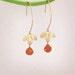 Faceted carnelian briolette gold leaves and 16K Gold Vermeil Earrings