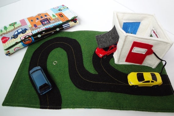 Items similar to Cars Travel Play Mat for On-The-Go...CAR INCLUDED on Etsy