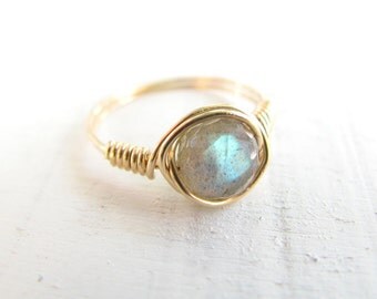 Gold ring Turquoise ring gold stacking ring leaf ring thin