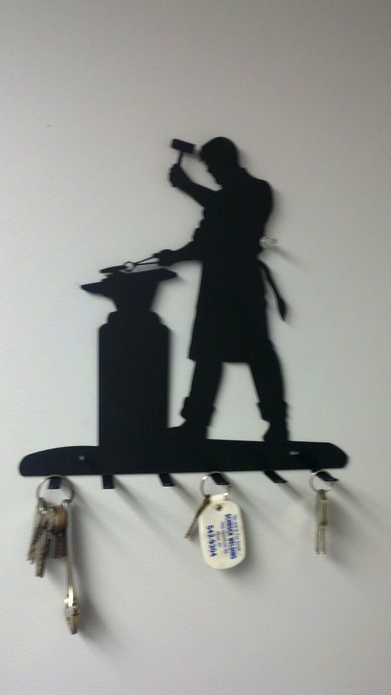 Items similar to Blacksmith Key Chain Holder Hanger 16 ga steel on Etsy