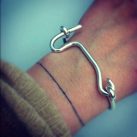 Items similar to Handformed sterling silver latch bracelet on Etsy