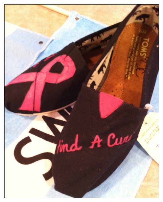 Breast Cancer Awareness custom Toms shoes by CustomTOMSbyJC