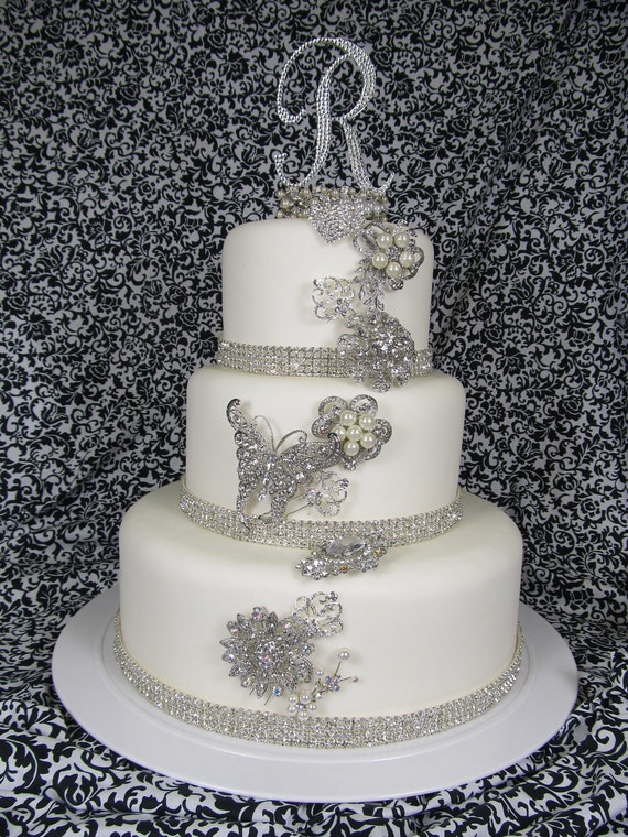Fake Wedding Cake with Swarovski Crystal by KristieAnnCouture