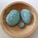 PrimiTive Folkart 3 Turquoise Crochet Beach Stones Beacon Hill Collectibles Art
