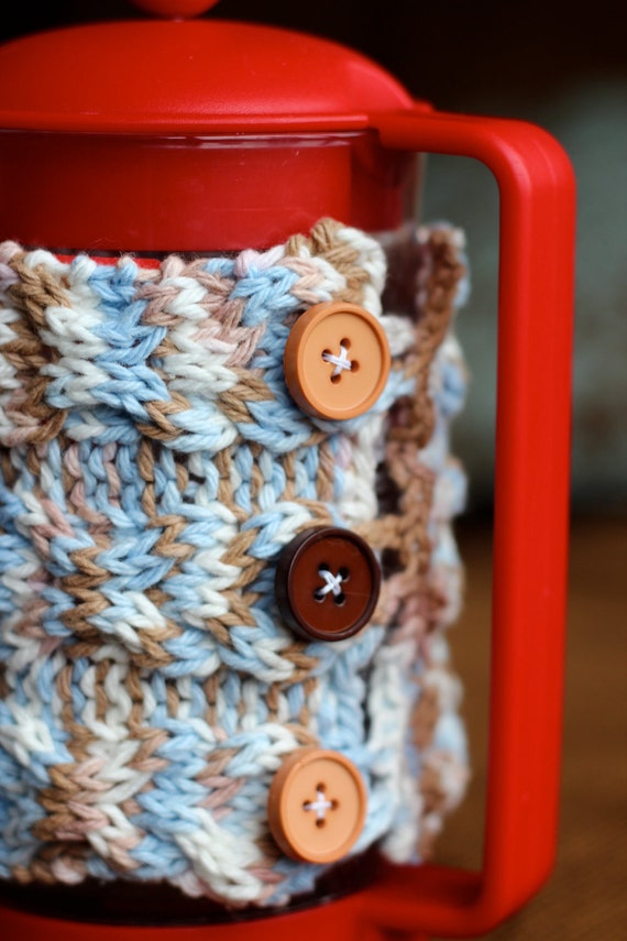French Press Cozy Knit French Press Coffee Warmer in Beach