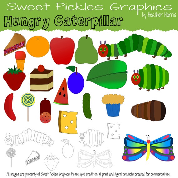 Hungry Caterpillar Digital Clip Art Set by TheCaliGirls on Etsy