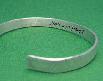 Hidden Message -- Double Sided Hand Stamped Aluminum Bracelet