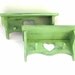 Wall Shelf with Hooks - Pair of 2 - Advocado Green - Distressed Country Home Decor