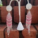 Ombre Pink Neon hand painted long Chandelier Rhinestone Earrings