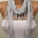 Very Light Grey Shawl / Scarf with Lace Edge