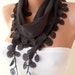 ON SALE - Black Scarf with Black Trim Edge - Silky and Soft Fabric
