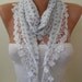White Scarf with Light Blue Flowered Fabric - with White Trim Edge