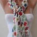 White and Flowered Scarf