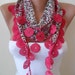 SALE - Perforated Fabric - Dark Pink Scarf with Dark Pink Trim Edge