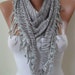 Trendy - Light Grey Scarf with Grey Trim Edge - Triangular - Leopard
