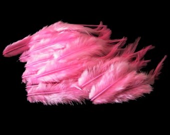 Craft Feathers - Hot Pink Craft Feathers - 2 to 4 inches long Vibrant Hot Pink qty 12