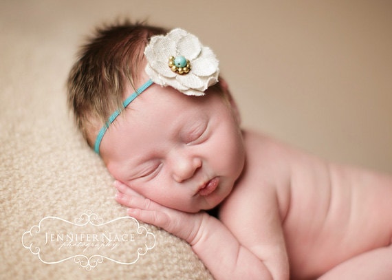 829 New baby headband with hair attached 145 Baby Girl Headbands   Baby Headbands   Burlap Flower Headband   