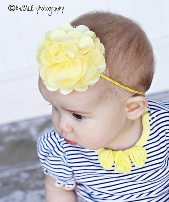 Items similar to Yellow Baby Headband Flower Headband Newborn