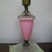 hot Pink Shabby Chic bedside lamp crystal bottom
