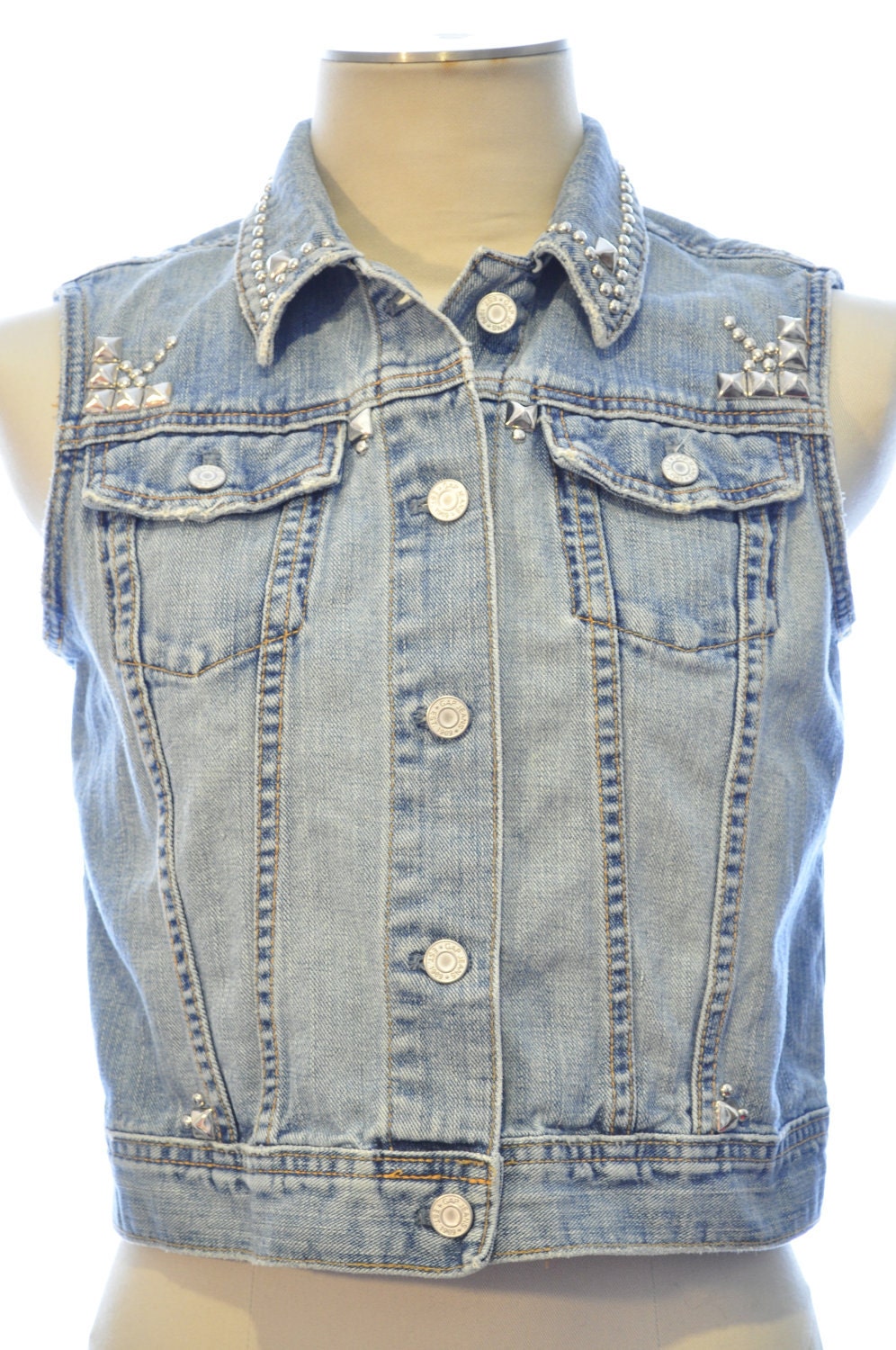 Studded Gap Denim Vest