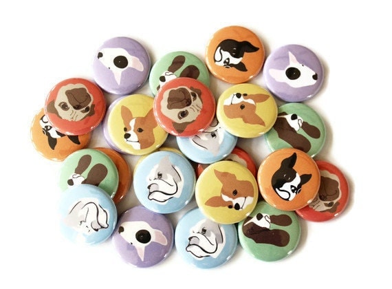 Items Similar To Dog Buttons - Set Of 24 Pinback Buttons - Dog Pins On Etsy