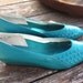 Sandler 80s Leather Turquoise Woven Wedge Shoe "Never Been Worn" Size 7