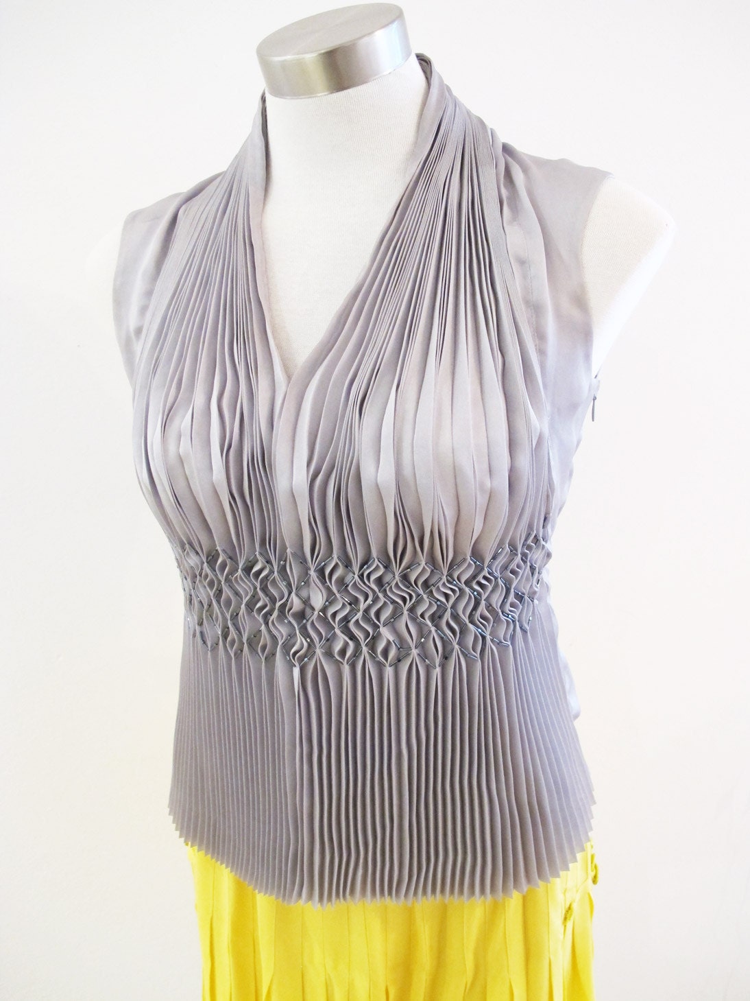 Issey Miyake Fete beaded and pleated summer top