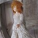 Vintage Cottage Shabby Chic Celluloid Plastic Wedding Bride Doll White Crochet Handmade Dress / Painted Shoes / Bloomers / espteam
