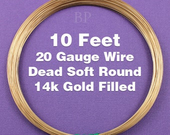 14k Gold Filled, 20 Gauge Dead Soft Round Wire Coil, Wrapping Wire (10 FEET)