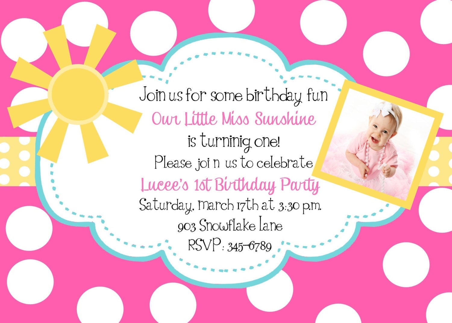 Sunshine Birthday Party invitations printable or by 