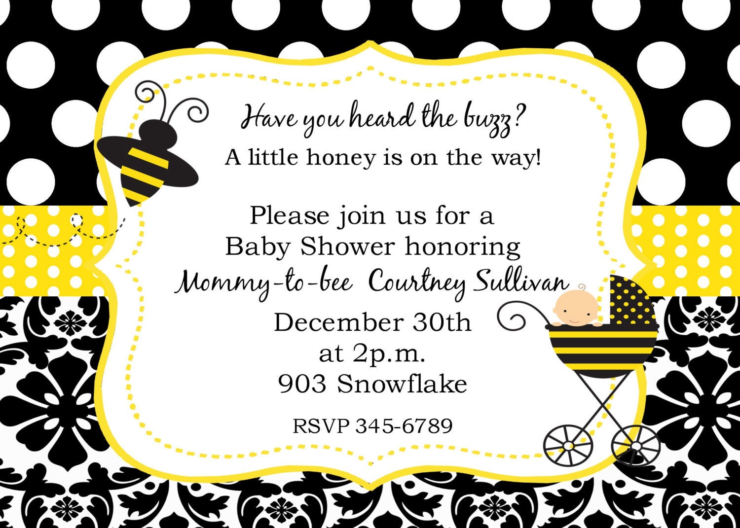 Bee Baby Shower Invitations Free 1