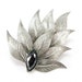 Vintage Brooch Textured Multi Leaf Silver Tone Marquise Dark Grey Rhinestone Pin