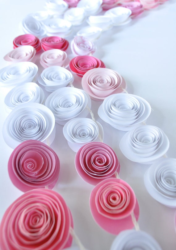 Garland Pink Paper Flower Garland shower birthday party