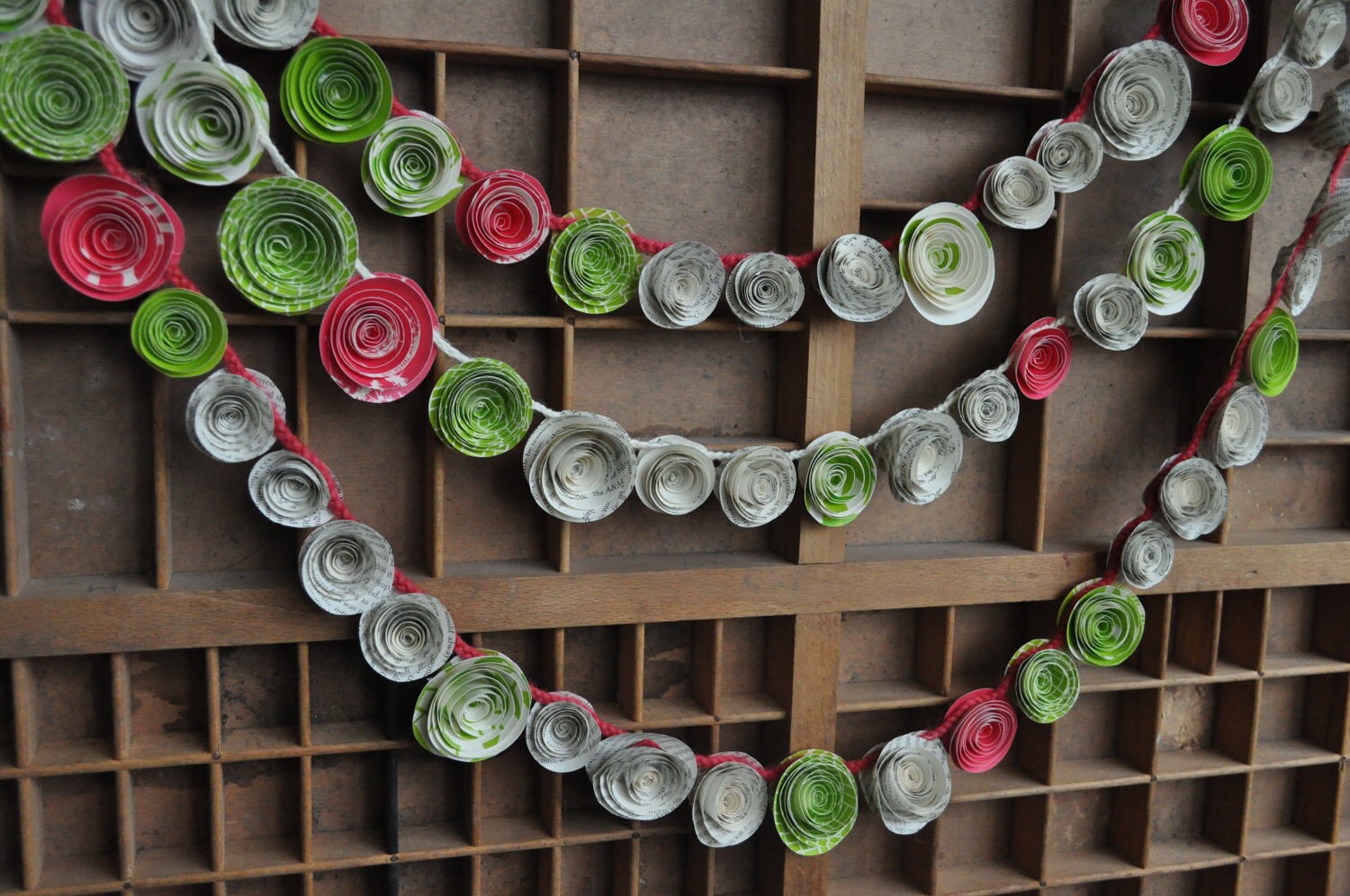 Pink Green Paper Flower Garland Birthday Party Baby Shower