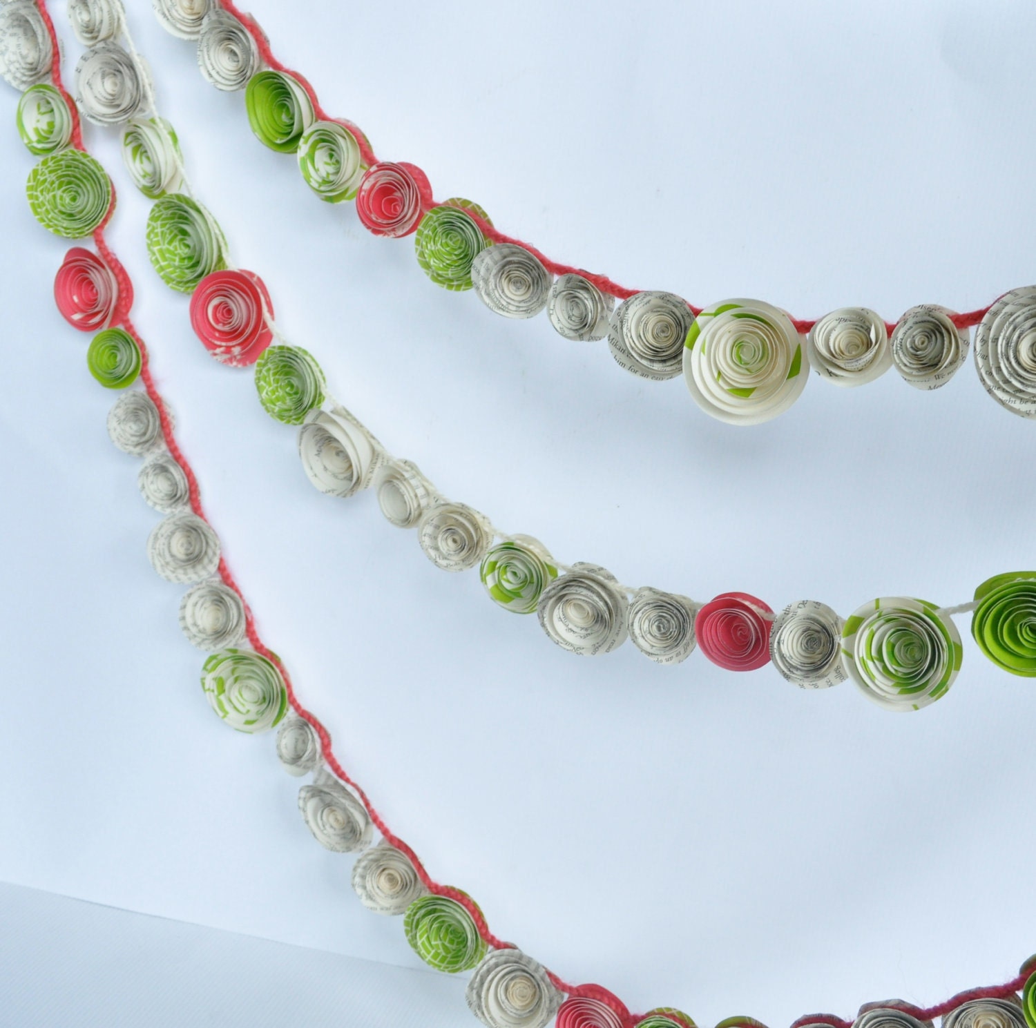 Pink Green Paper Flower Garland Birthday Party Baby Shower