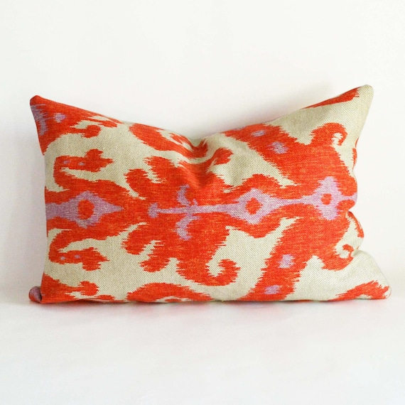 Decorative Pillow 12 x 18'' Designer Pillow red ikat