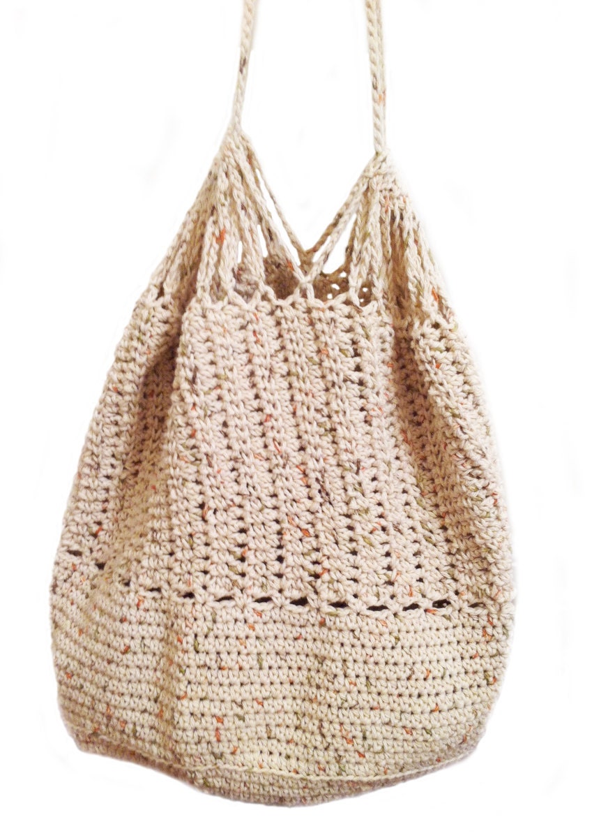 Crochet slouch beach bag with drawstrings by TheHeartHat on Etsy